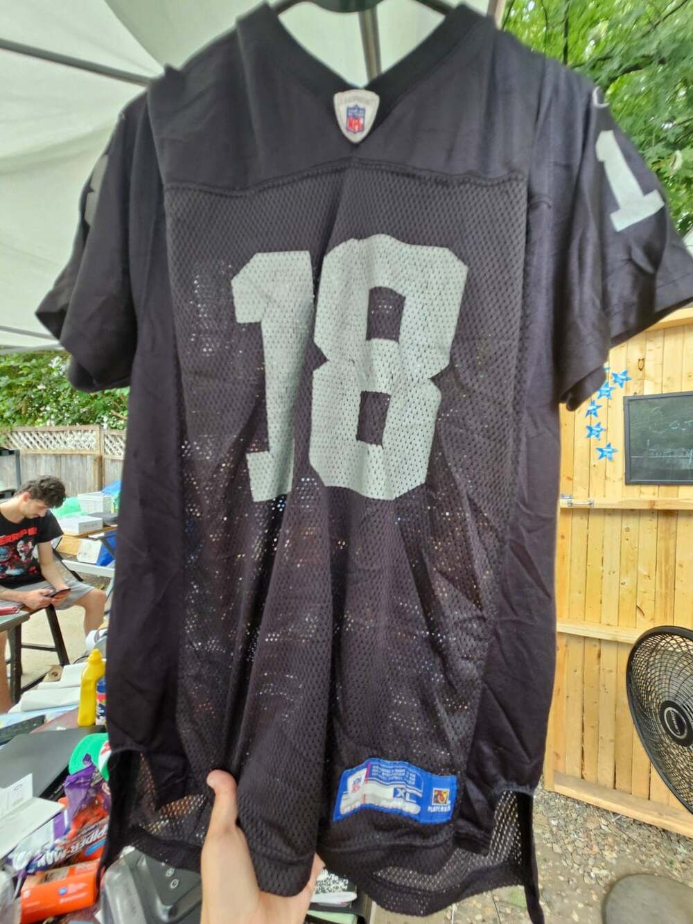 Vintage Reebok NFL Oakland Raiders Randy Moss #18 Black Jersey Youth XL